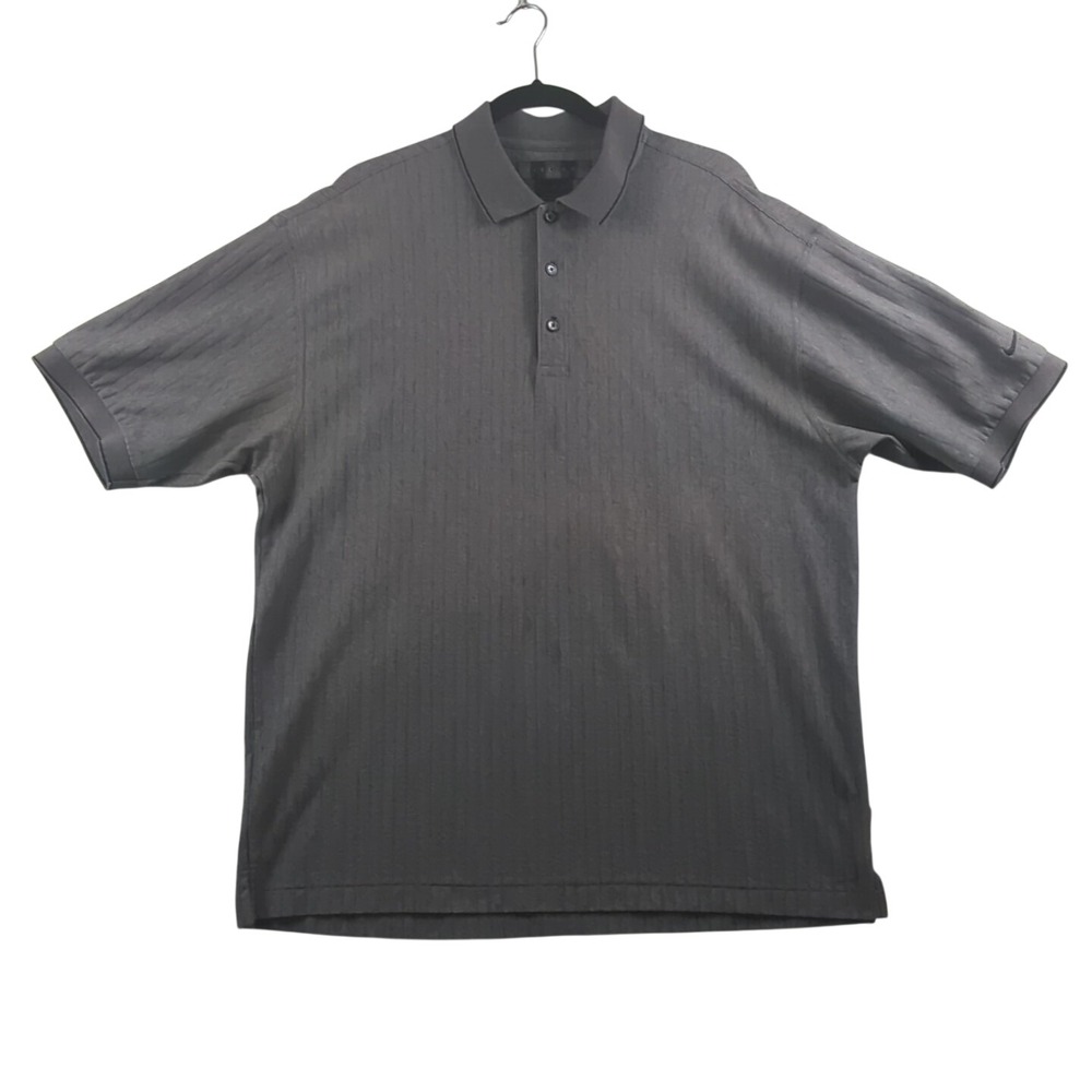 Nike Golf Mens X-Large Dri Fit Gray Short Sleeve Quarter Button Up Polo Shirt